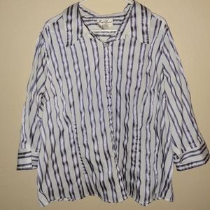 Purple and White Button Down Blouse